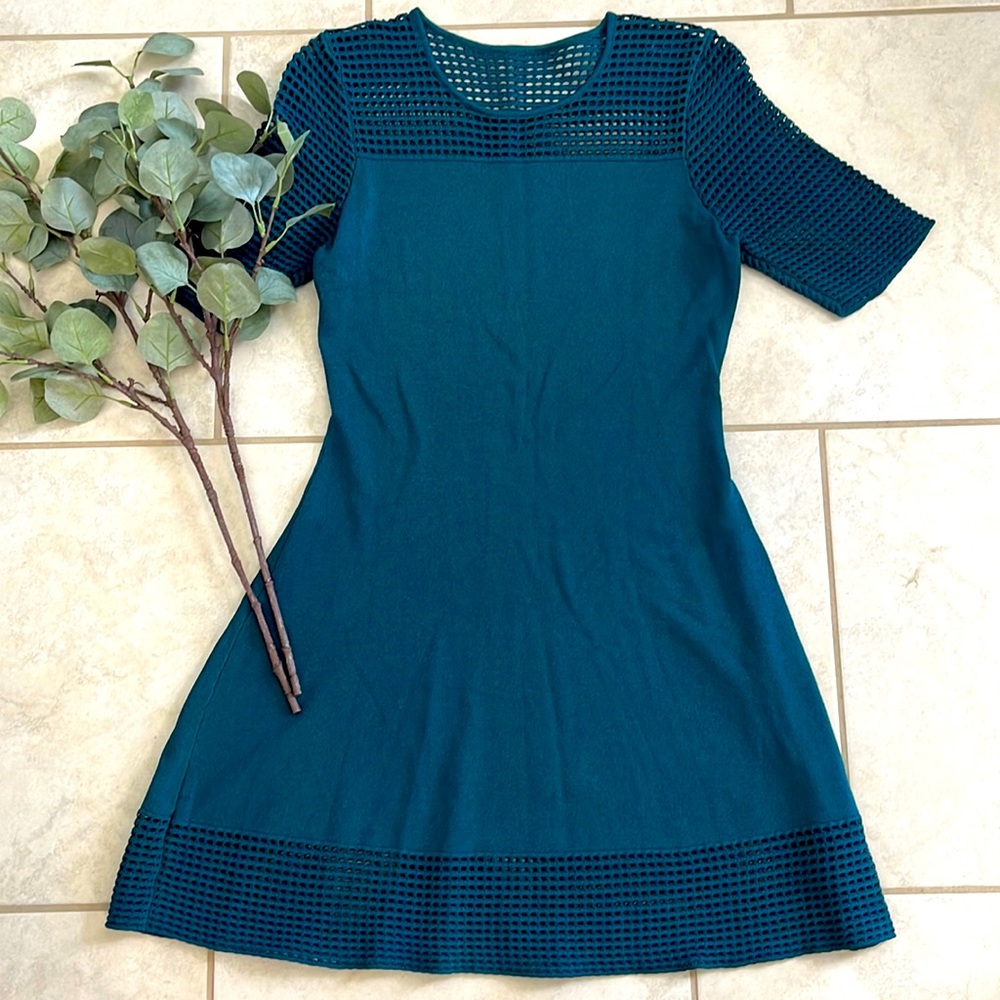 Nanette Lapore Teal dress Size L ,34 inches long